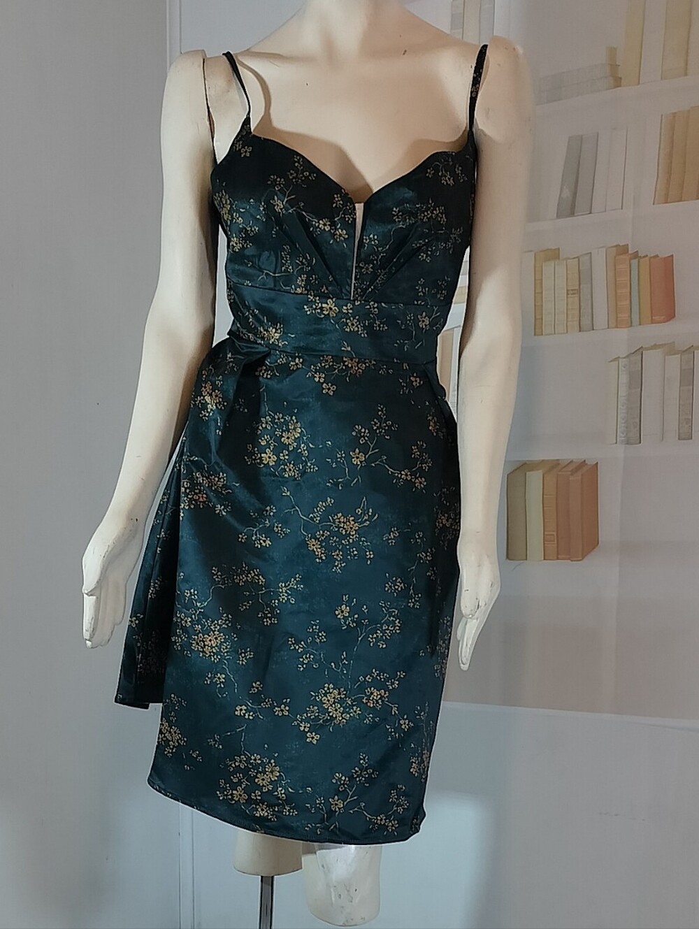& Other Stories Teal Dress with Gold Floral Print